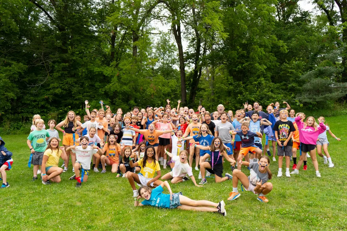 Large group of kids outside at Summer Camp
